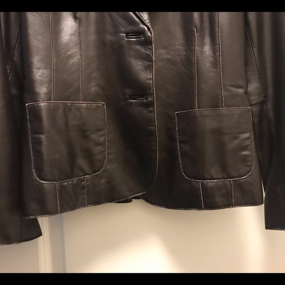 EUC espresso brown genuine leather jacket - Picture 4 of 7